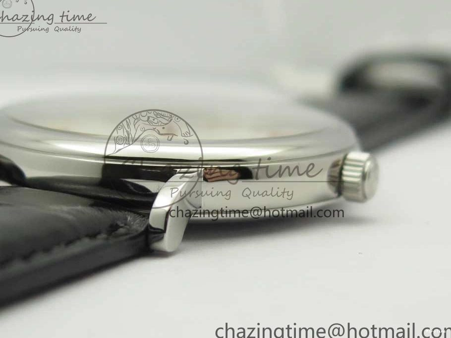 MIROTIME 0808 Portofino Automatic SS FKF 1:1 Best Edition White Dial RG Markers on Black Leather Strap A Stretchable 7141